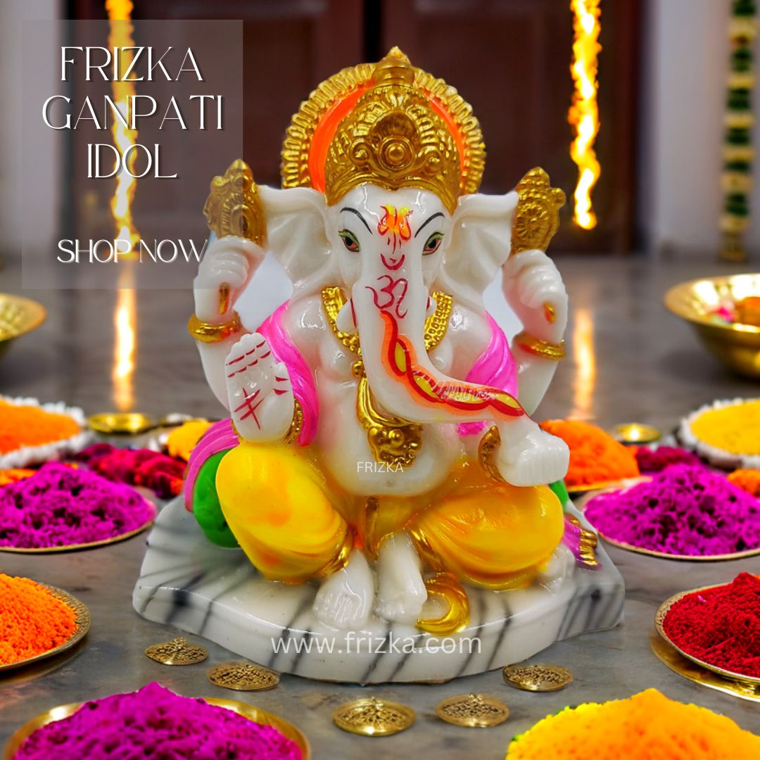 Frizka Ganesha Ganpati Vinayak Ganesha Ji Idol Statue Showpiece for Home Table Temple Decor and Gift Item