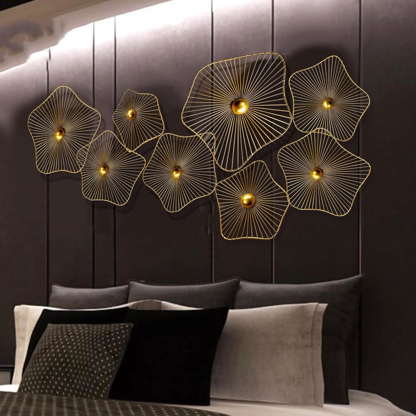 Gold Metal Wall Art (Set of 8)