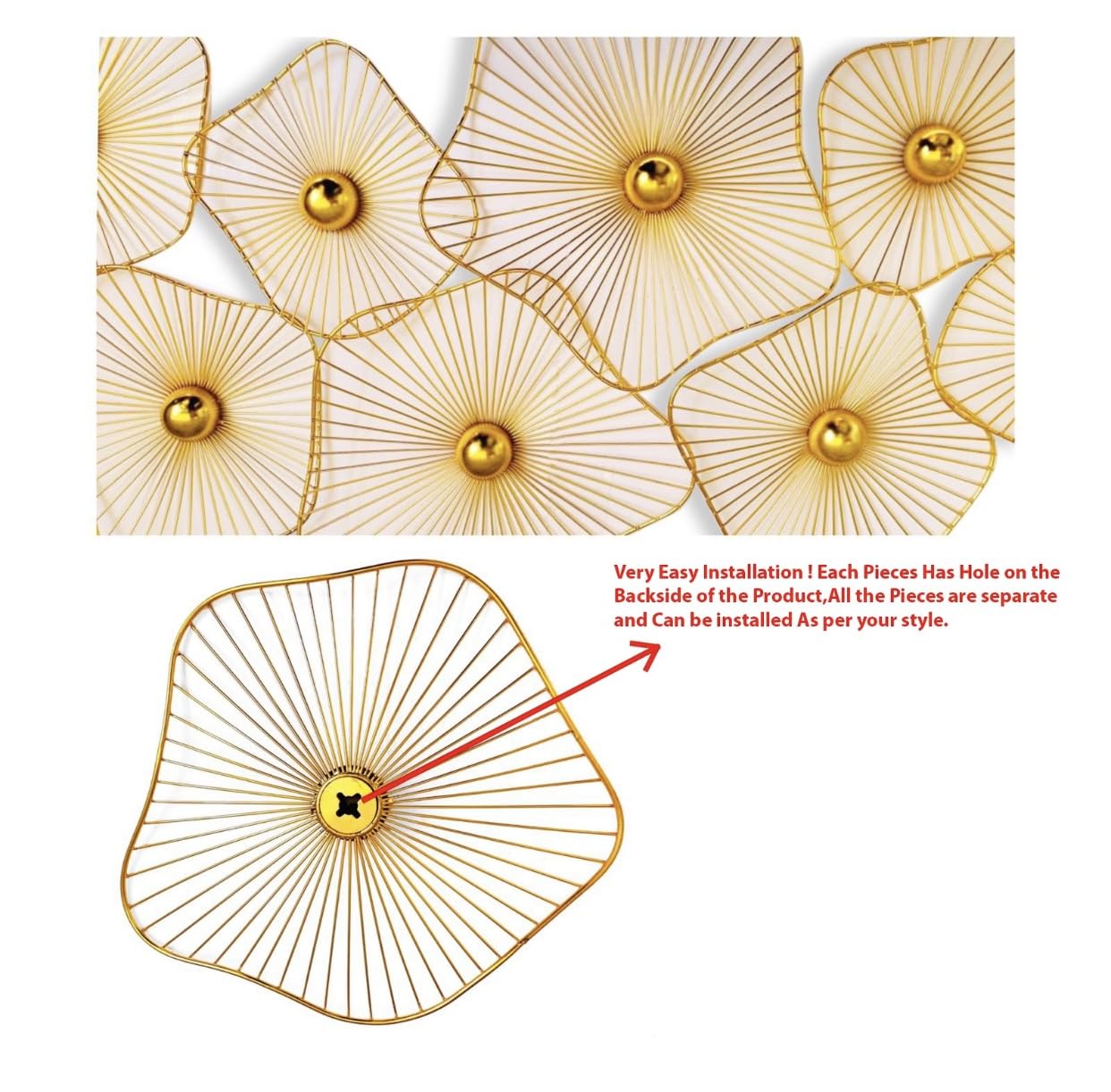 Gold Metal Wall Art (Set of 8)