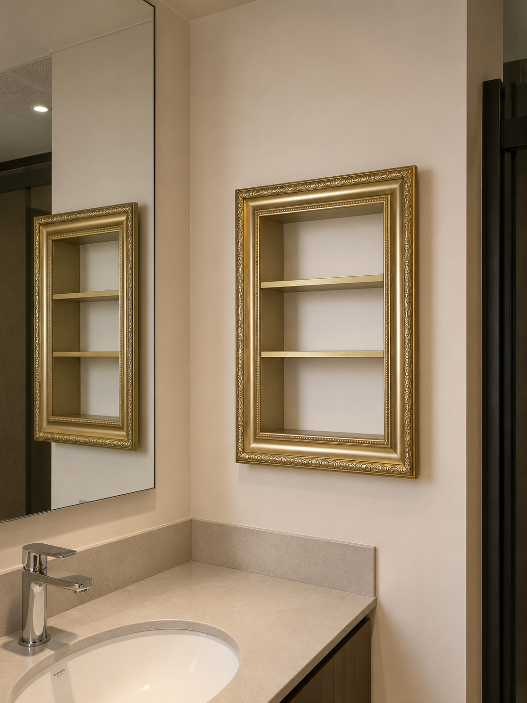 Classic Gold Wall Shelf for Perfumes, Skincare & Bathroom Decor
