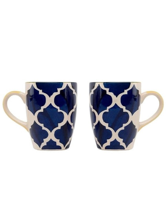 Blue Moroccan Design Coffee Mugs - Set of 2