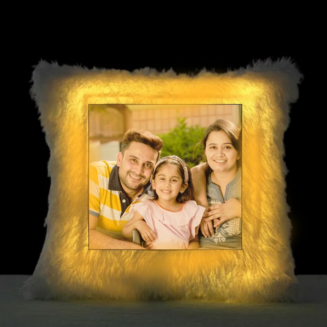 Personalized Square Shaped LED Fur Cushion