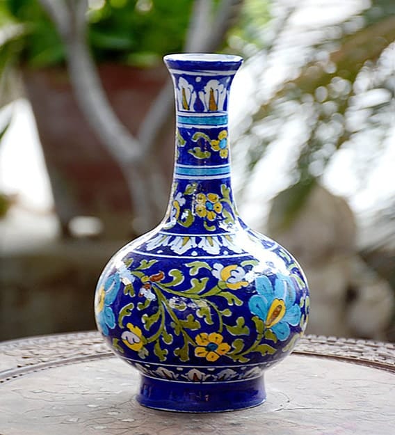 Blue Pottery Hand painted Vase
