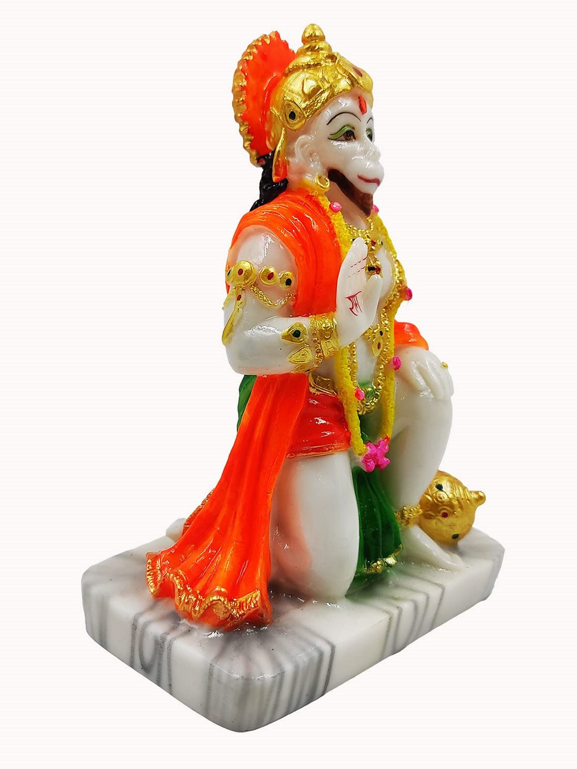 Frizka Elegant Lifestyle Marble Hanuman Ji Idol, Bajrang Bali Murti Religious Gift Car Office Home Decor Decorative Showpiece