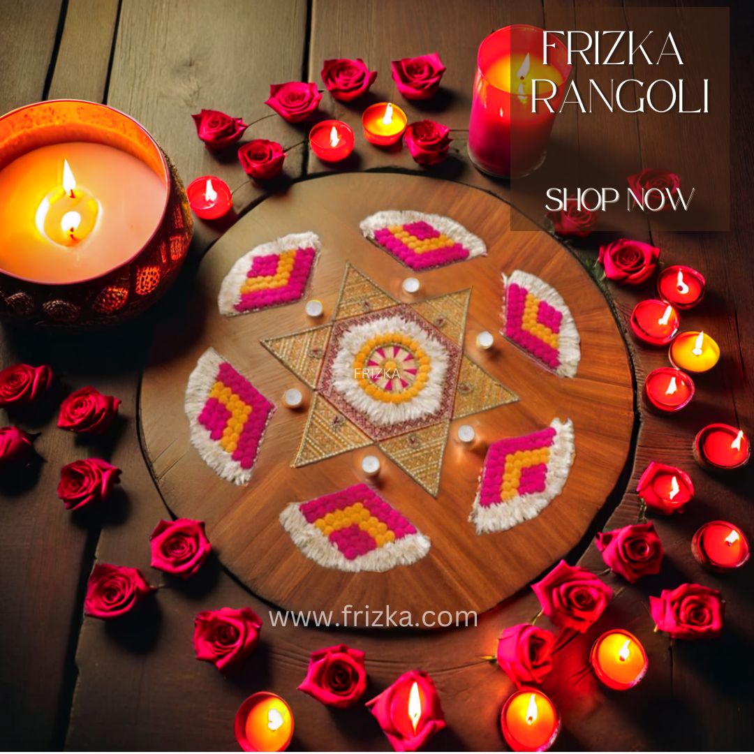 Frizka rangoli design traditional White and Pink Flower Rangoli for festive decor