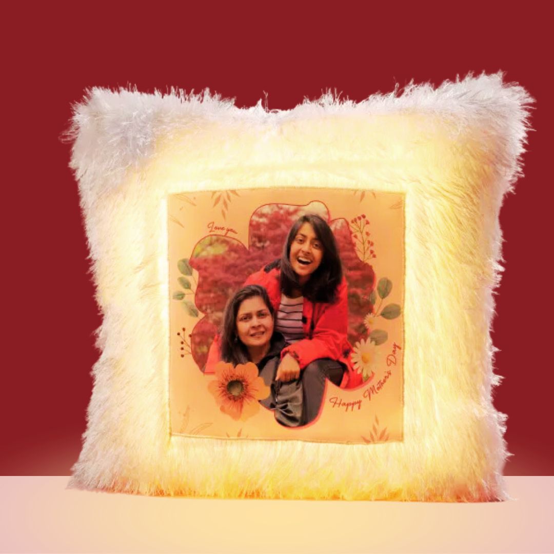 Personalized Square Shaped LED Fur Cushion