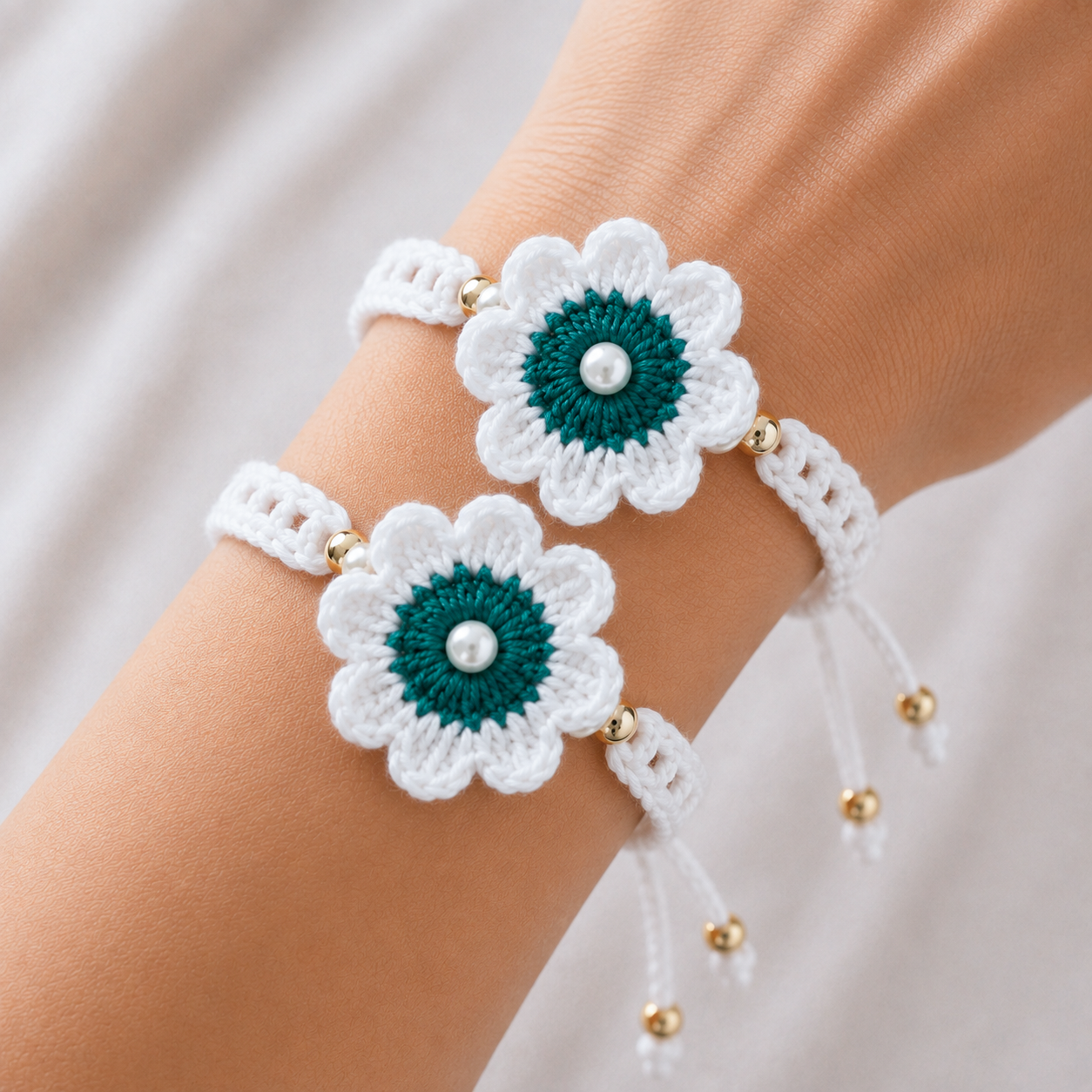 Aqua Daisy Rakhi (Set of 2)