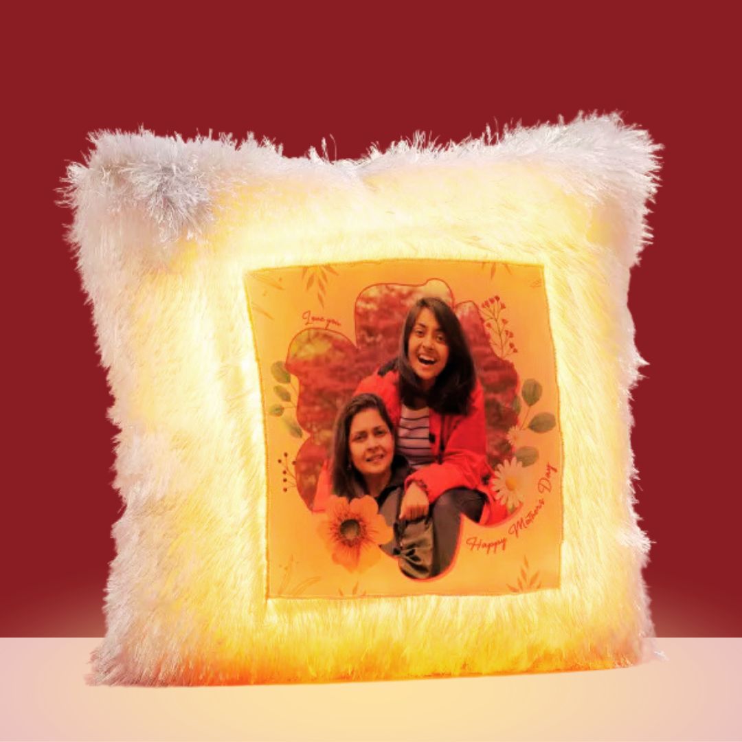 Personalized Square Shaped LED Fur Cushion