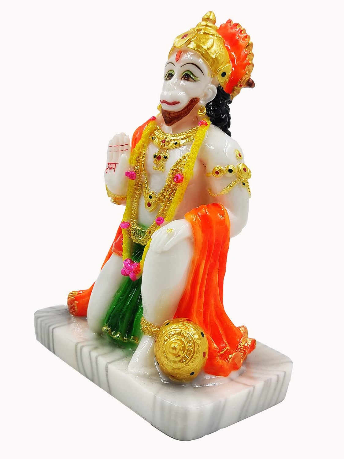 Frizka Elegant Lifestyle Marble Hanuman Ji Idol, Bajrang Bali Murti Religious Gift Car Office Home Decor Decorative Showpiece