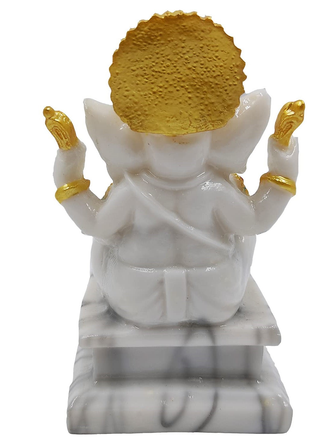 Frizka Marble Dust Ganesha Ganpati Vinayaka Idol Statue Ganesh ji Murti for Pooja Room, Living Room Home Office Decor Gifting Item (White, 5.5 inch Height)