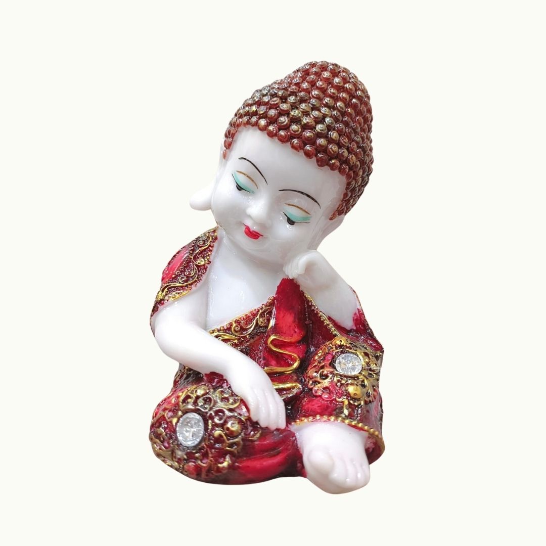 Frizka Marble Finish Little Buddha Monk Showing Different Position Idol for Home Decoration and Gifts (35 * 10 * 18cm)- 1 Piece