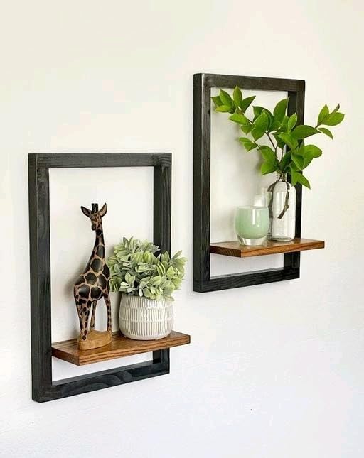 Wooden Shelves with Frame - Set of 2