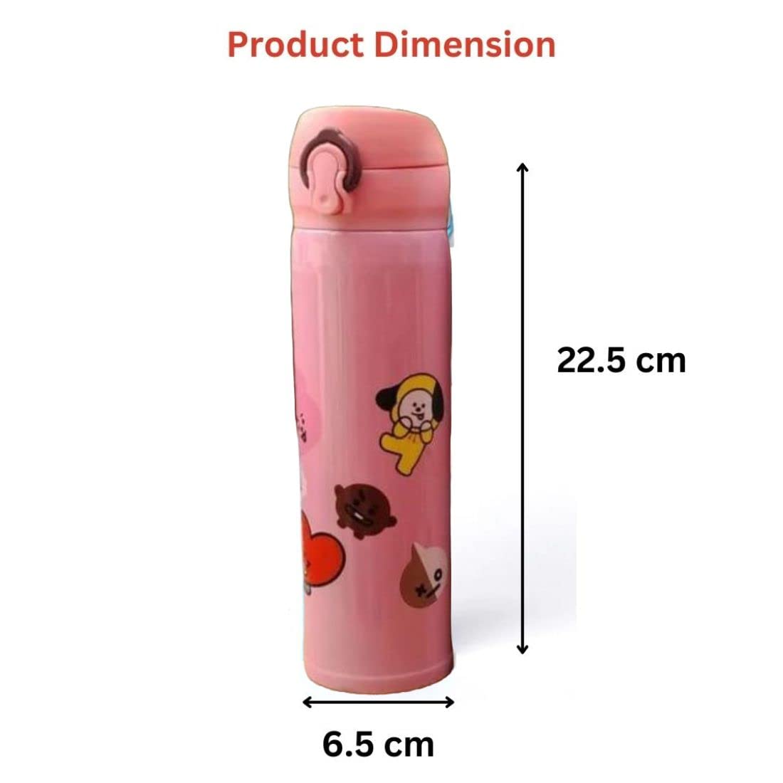 BTS Theme Multicolor Stainless Steel Water Bottle Vacuum Flask Leak-Proof Bottle for School Kids Girls Adults Travel Gym Water Bottle (500 ML)- 1 Unit (Pink)
