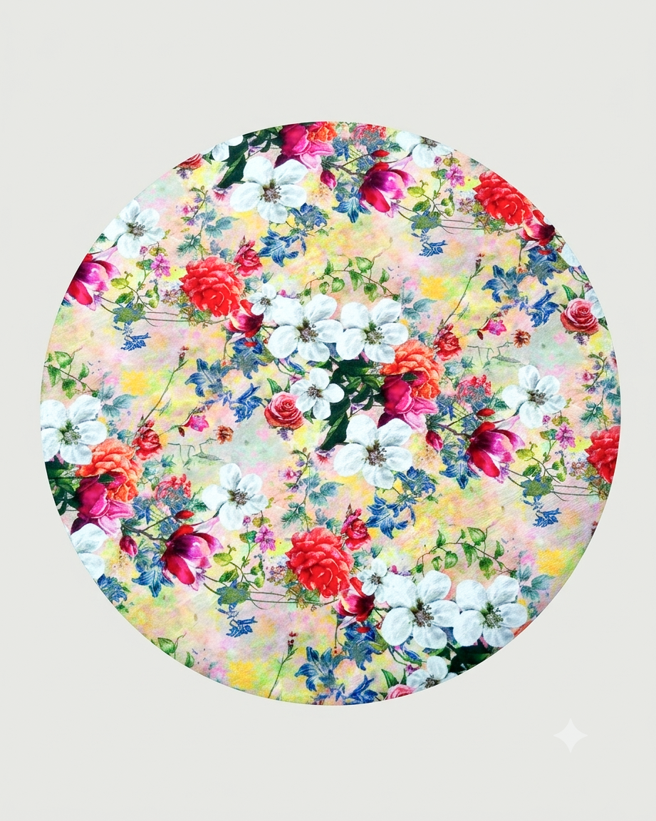 English Café Stool - Floral Beige