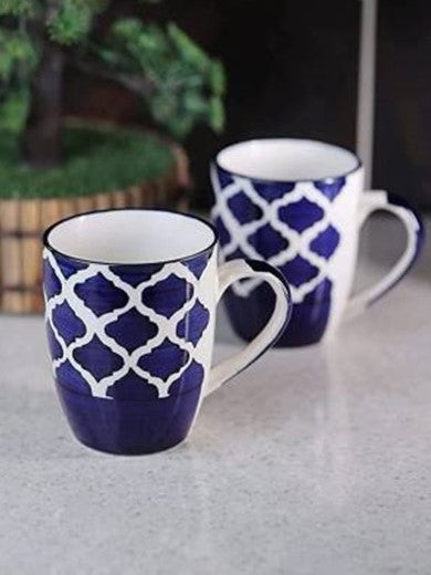 Blue Moroccan Design Coffee Mugs - Set of 2
