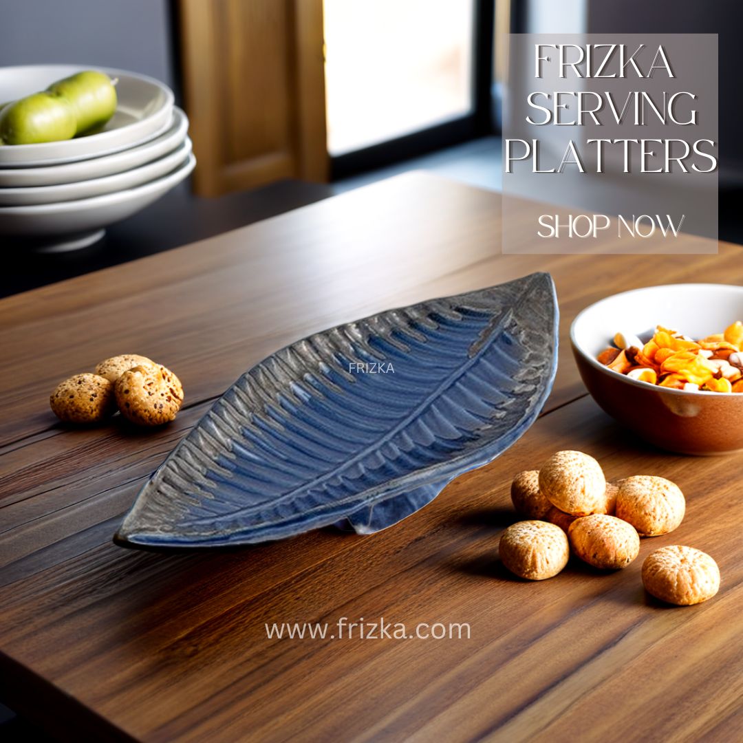FRIZKA Leaf platter l Tray Leaf Platter l Large leaf platter Blue - 1 Piece