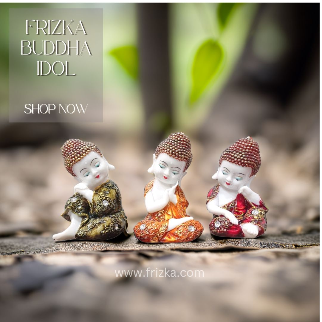 Frizka Marble Finish Little Buddha Monk Showing Different Position Idol for Home Decoration and Gifts (35 * 10 * 18cm)- 1 Piece