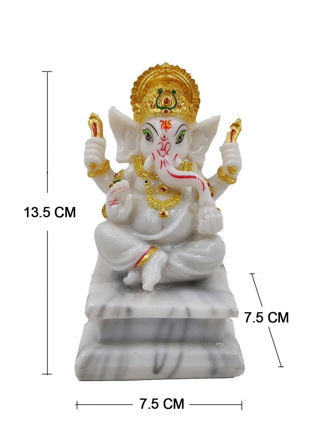 Frizka Marble Dust Ganesha Ganpati Vinayaka Idol Statue Ganesh ji Murti for Pooja Room, Living Room Home Office Decor Gifting Item (White, 5.5 inch Height)