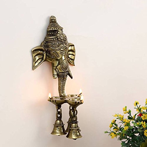 Ganesha Deepak with Bell Brass Wall Hanging