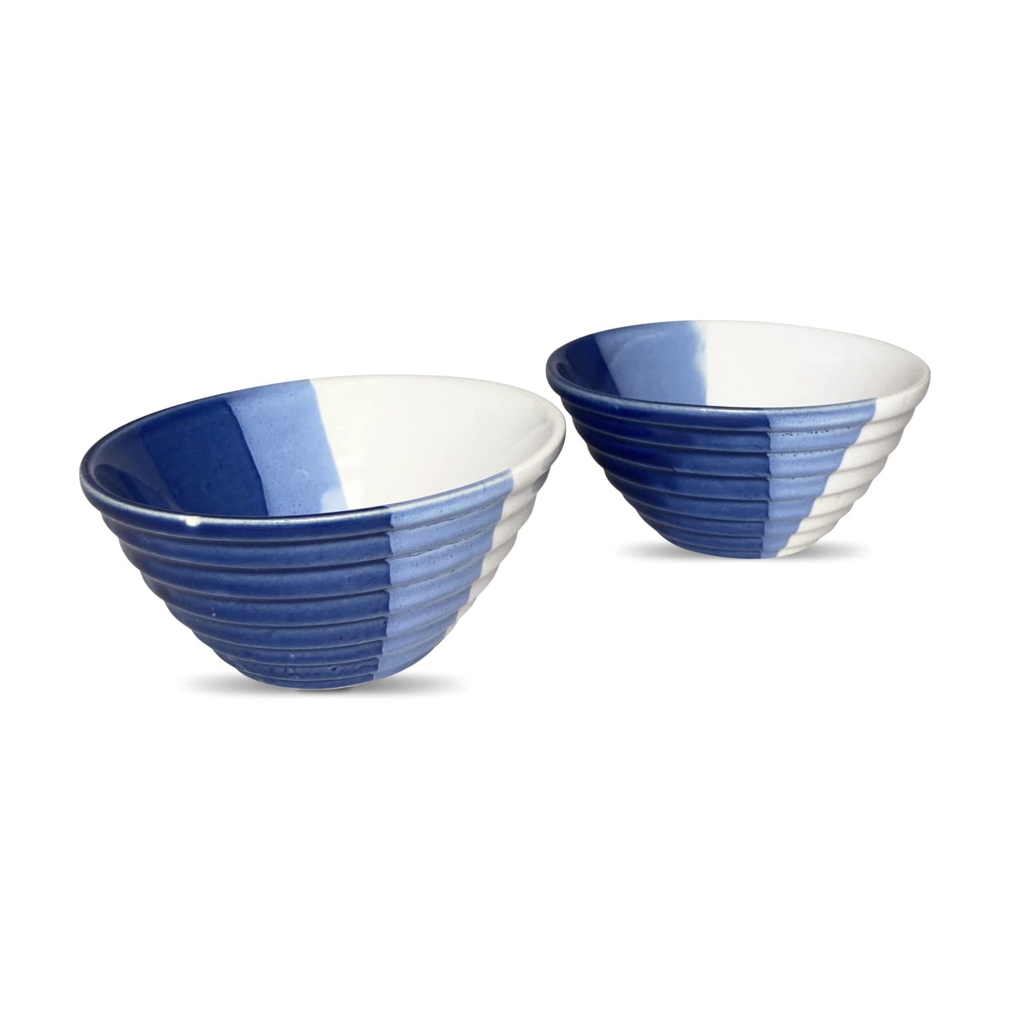 Blue & White Designer Ceramic Dinner Serving Bowls Set of 2