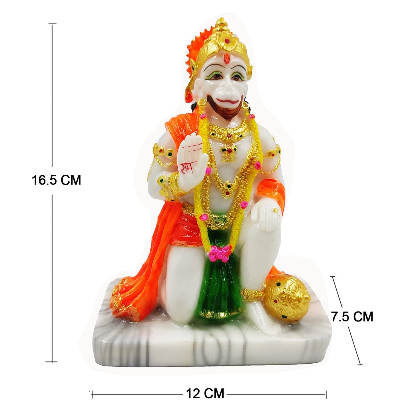 Frizka Elegant Lifestyle Marble Hanuman Ji Idol, Bajrang Bali Murti Religious Gift Car Office Home Decor Decorative Showpiece