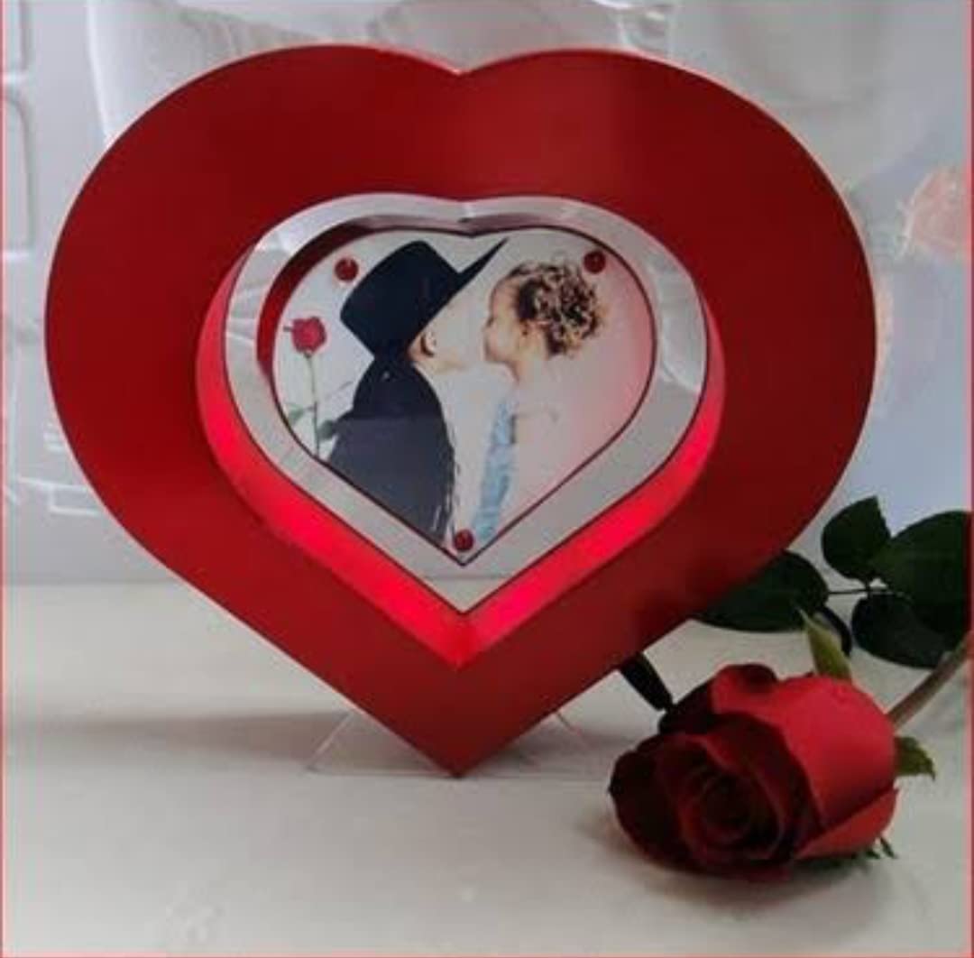 Personalized Rotating Heart Frame with Light