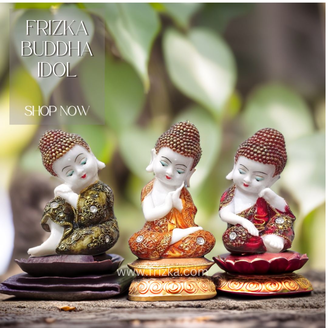 Frizka Marble Finish Little Buddha Monk Showing Different Position Idol for Home Decoration and Gifts (35 * 10 * 18cm)- 1 Piece