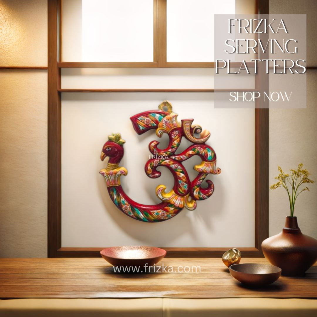 Frizka Metal Peacock Om Vastu Wall Decor OM Wall Hanging (30 cm X 30 cm, Multicolor)