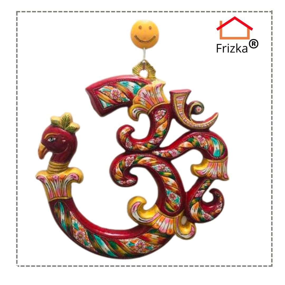 Frizka Metal Peacock Om Vastu Wall Decor OM Wall Hanging (30 cm X 30 cm, Multicolor)