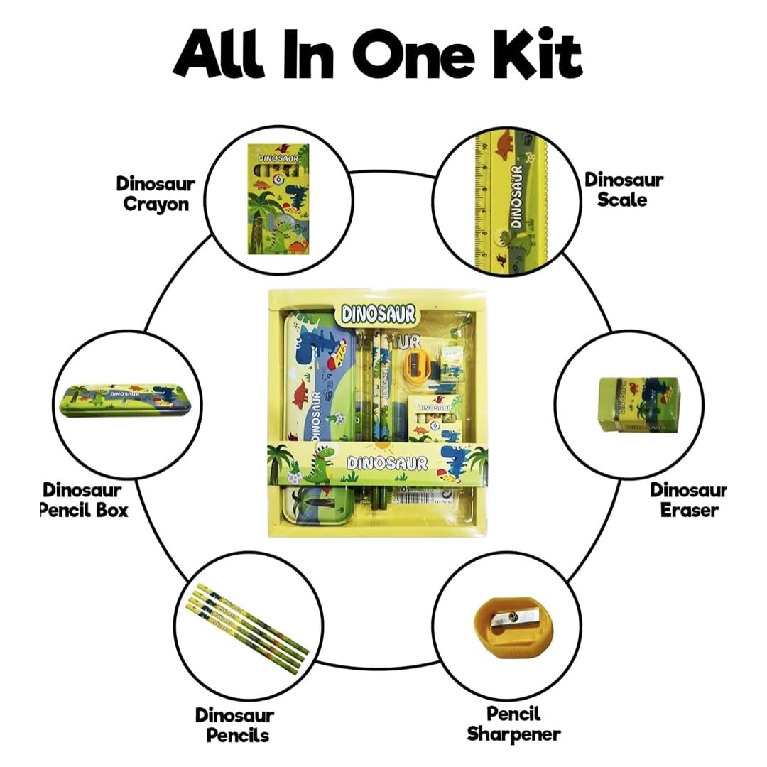 Cartoon Themed Stationery Kit: Vibrant Pencils, Pens, Erasers, Sharpeners, Crayons