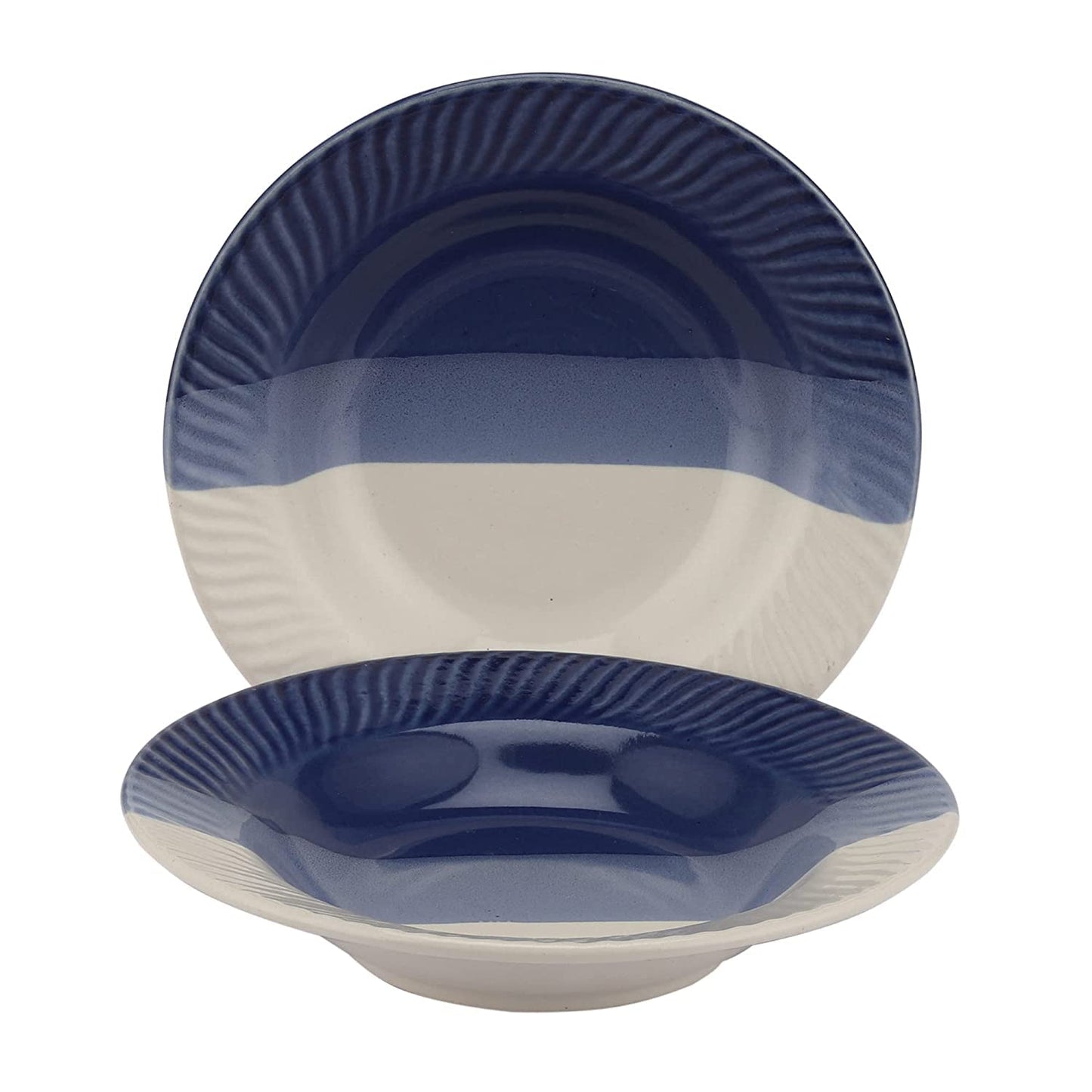Ceramic Blue and White Pasta Plate- 1 Piece