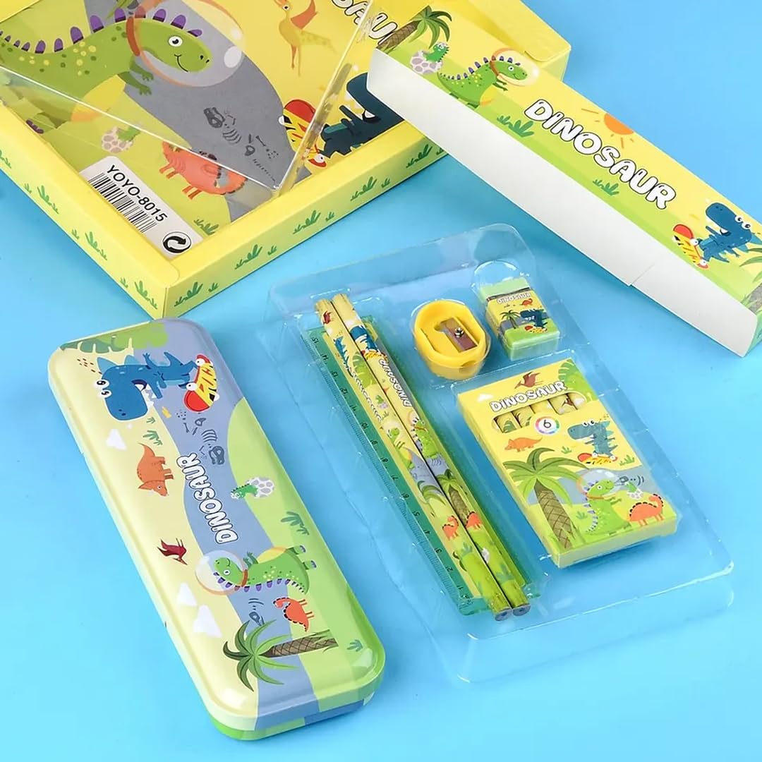 Cartoon Themed Stationery Kit: Vibrant Pencils, Pens, Erasers, Sharpeners, Crayons