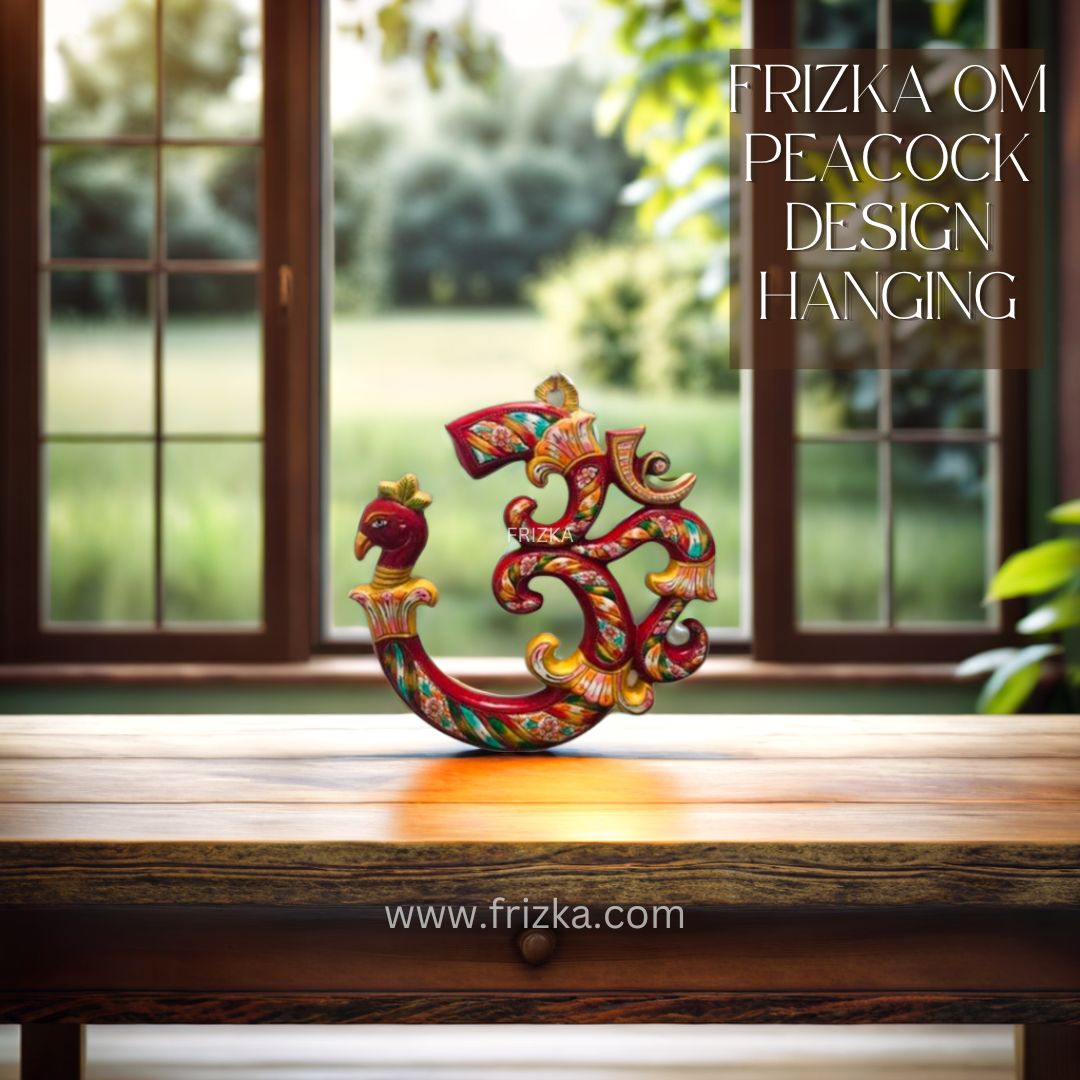 Frizka Metal Peacock Om Vastu Wall Decor OM Wall Hanging (30 cm X 30 cm, Multicolor)