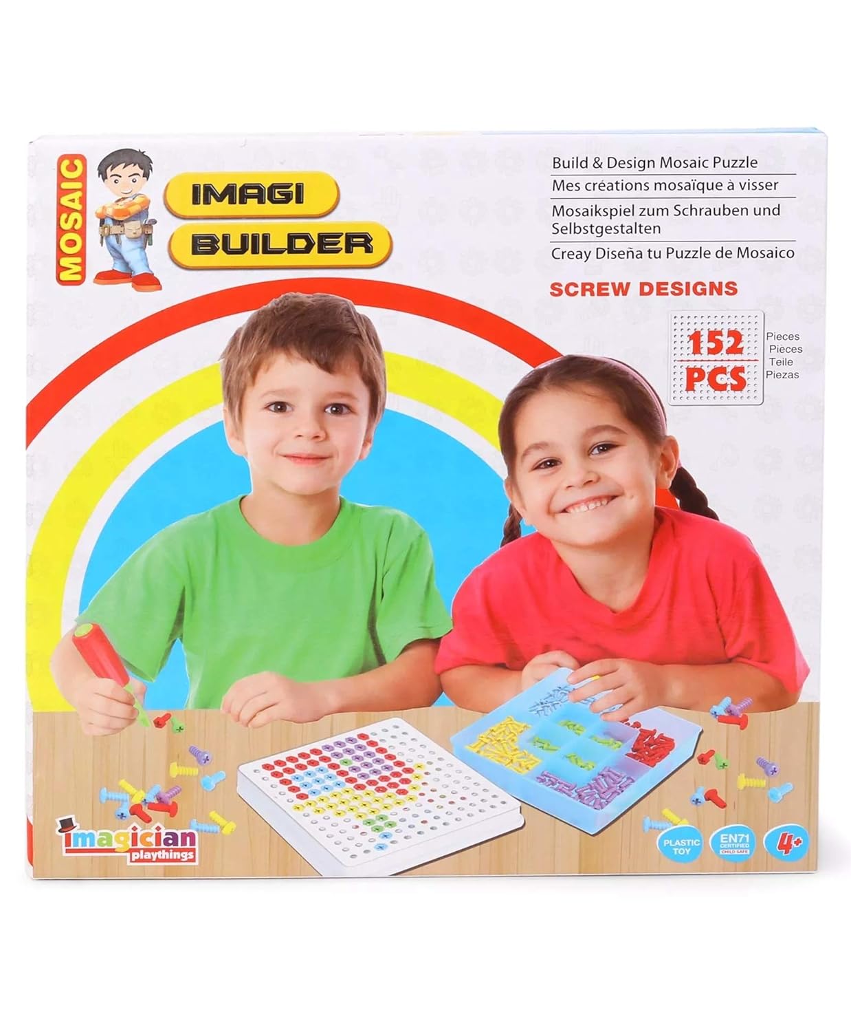 Imagi Builder-Mosaic Screw Designs Activity Toy- 152 Pieces