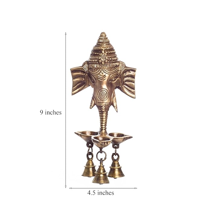 Ganesha Deepak with Bell Brass Wall Hanging