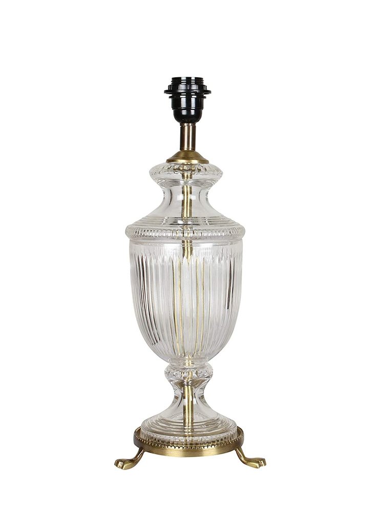 Transparent Glass Trophy Table Lamp With White Shade