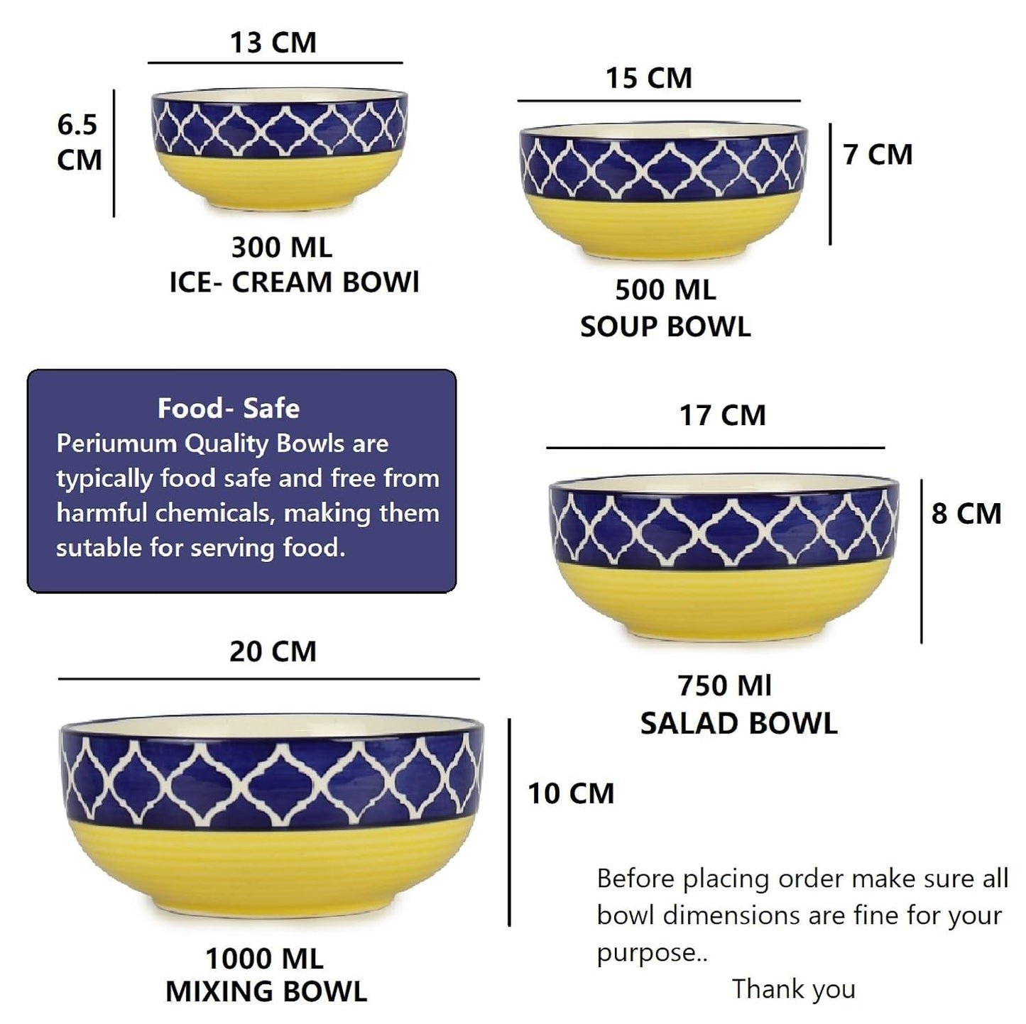 Ceramic Serving Bowl- Set of 4