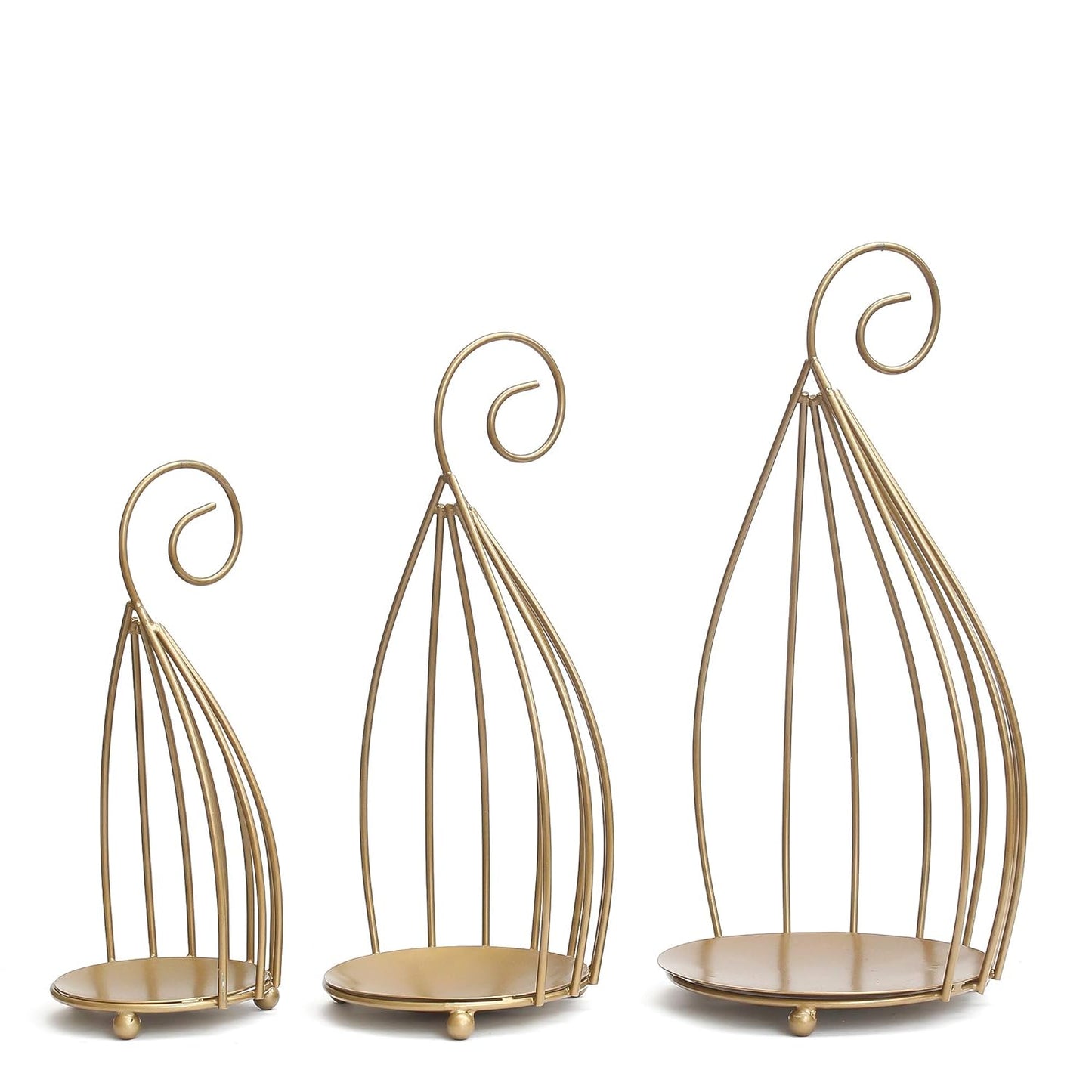 Bird Cage Design Tea Light Candle Holder - Set of 3