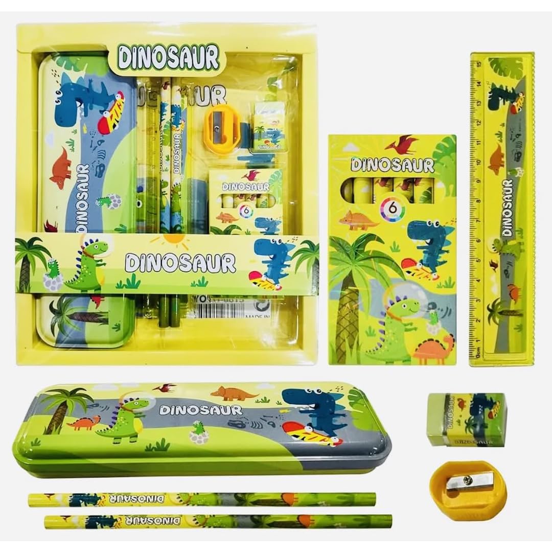 Cartoon Themed Stationery Kit: Vibrant Pencils, Pens, Erasers, Sharpeners, Crayons