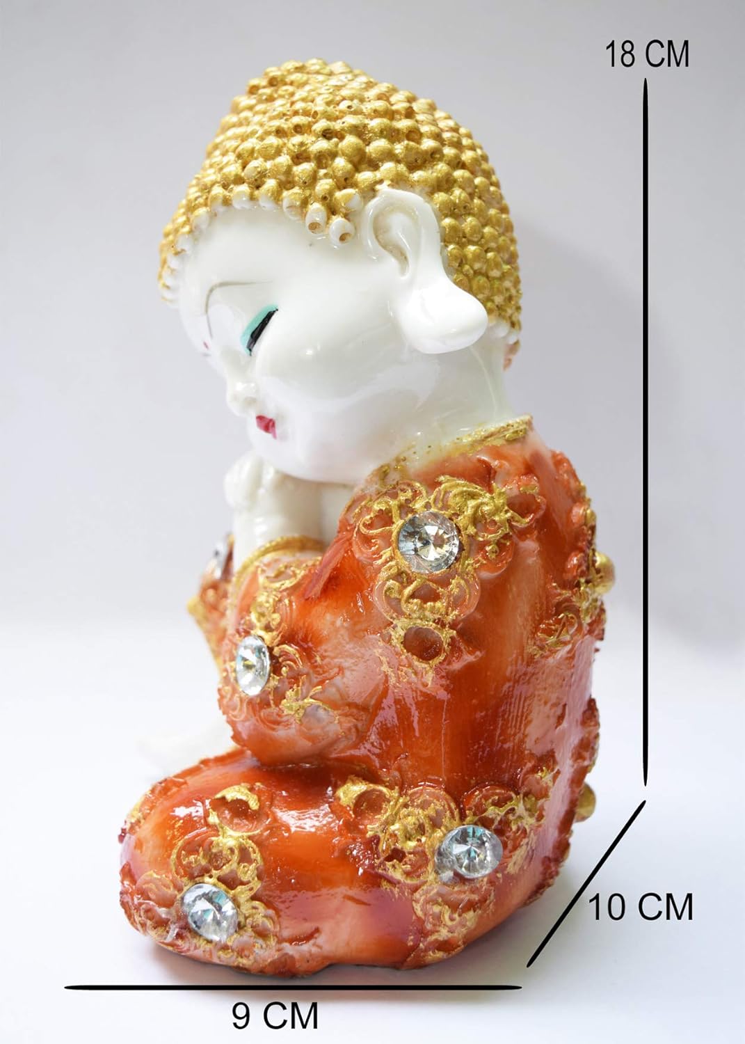 Frizka Marble Finish Little Buddha Monk Showing Different Position Idol for Home Decoration and Gifts (35 * 10 * 18cm)- 1 Piece