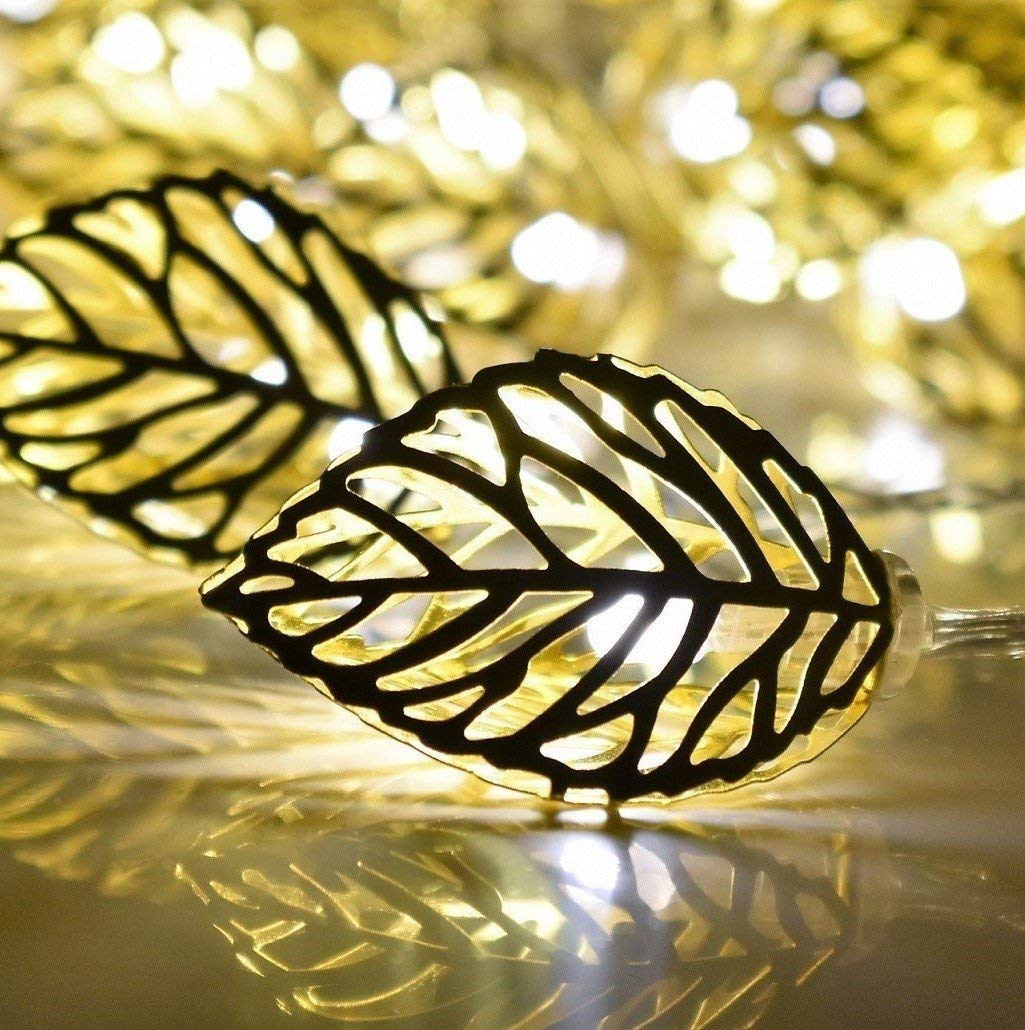 Metallic LED String Light Leaf Shape