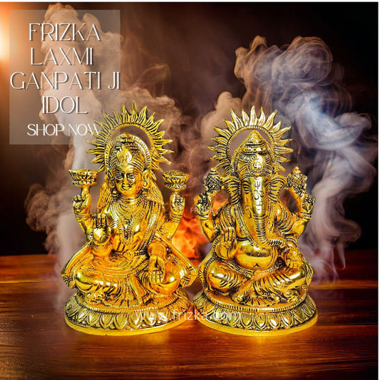 Frizka Metallic Ganpati and Laxmi Idol