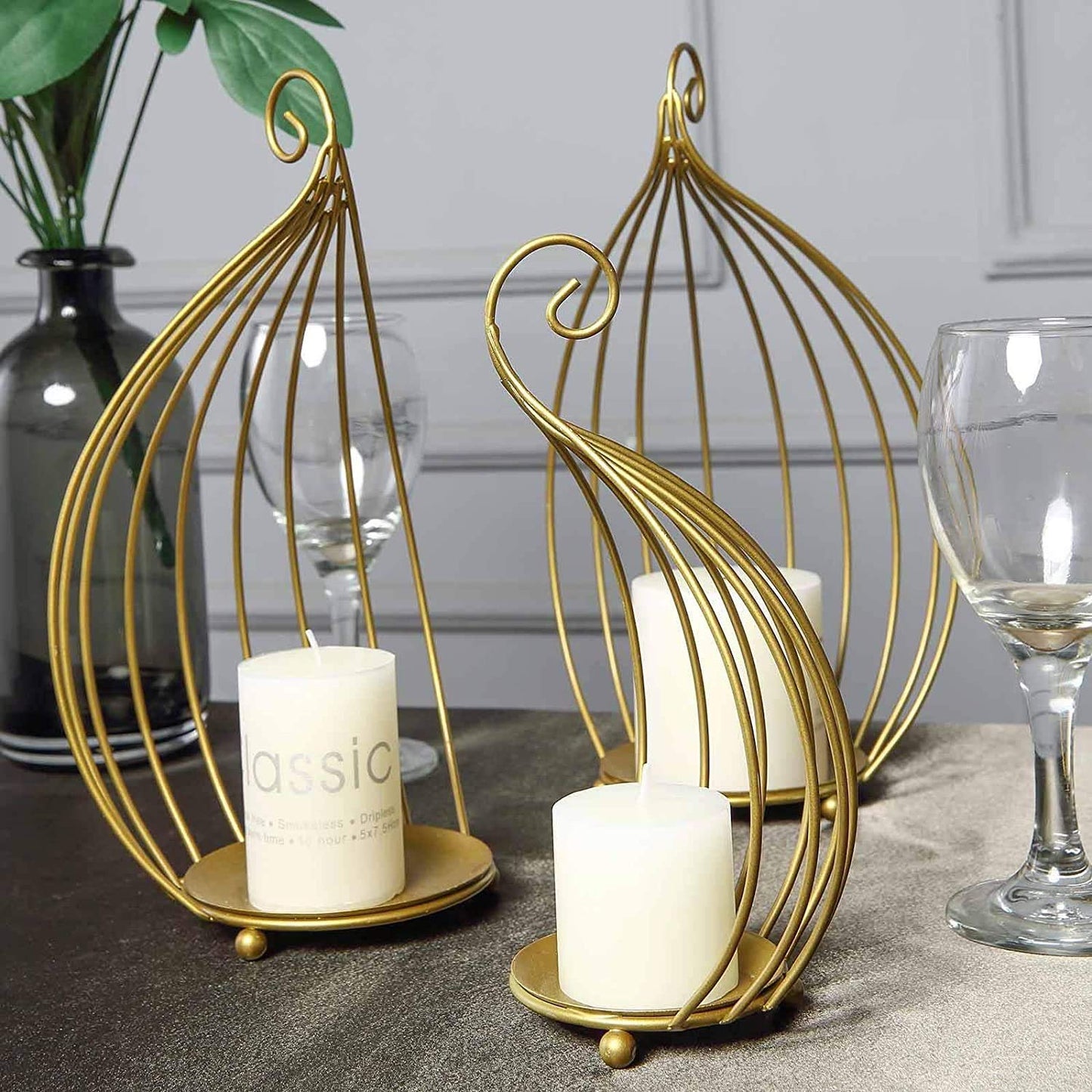 Bird Cage Design Tea Light Candle Holder - Set of 3