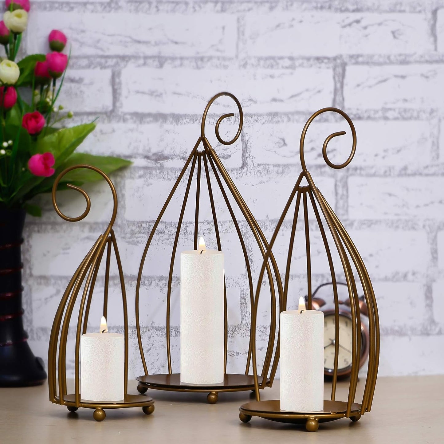 Bird Cage Design Tea Light Candle Holder - Set of 3