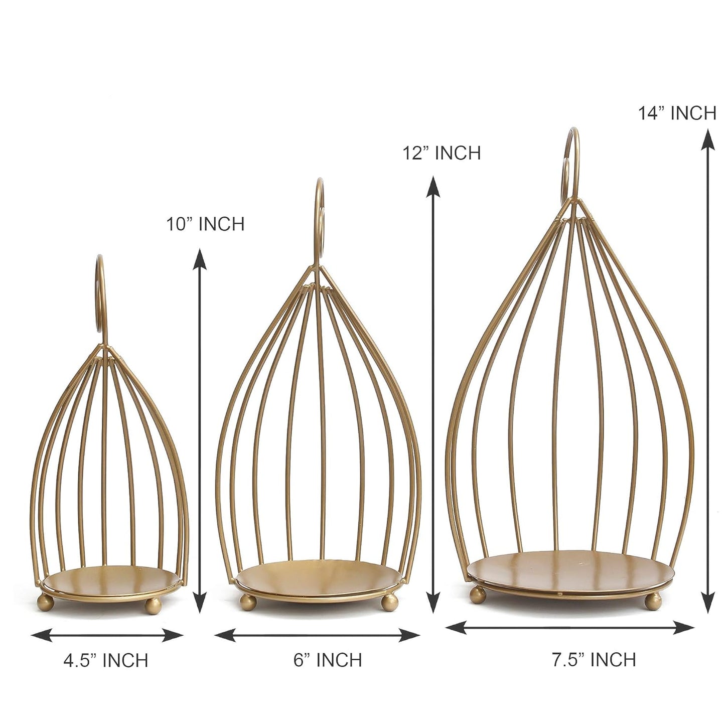 Bird Cage Design Tea Light Candle Holder - Set of 3