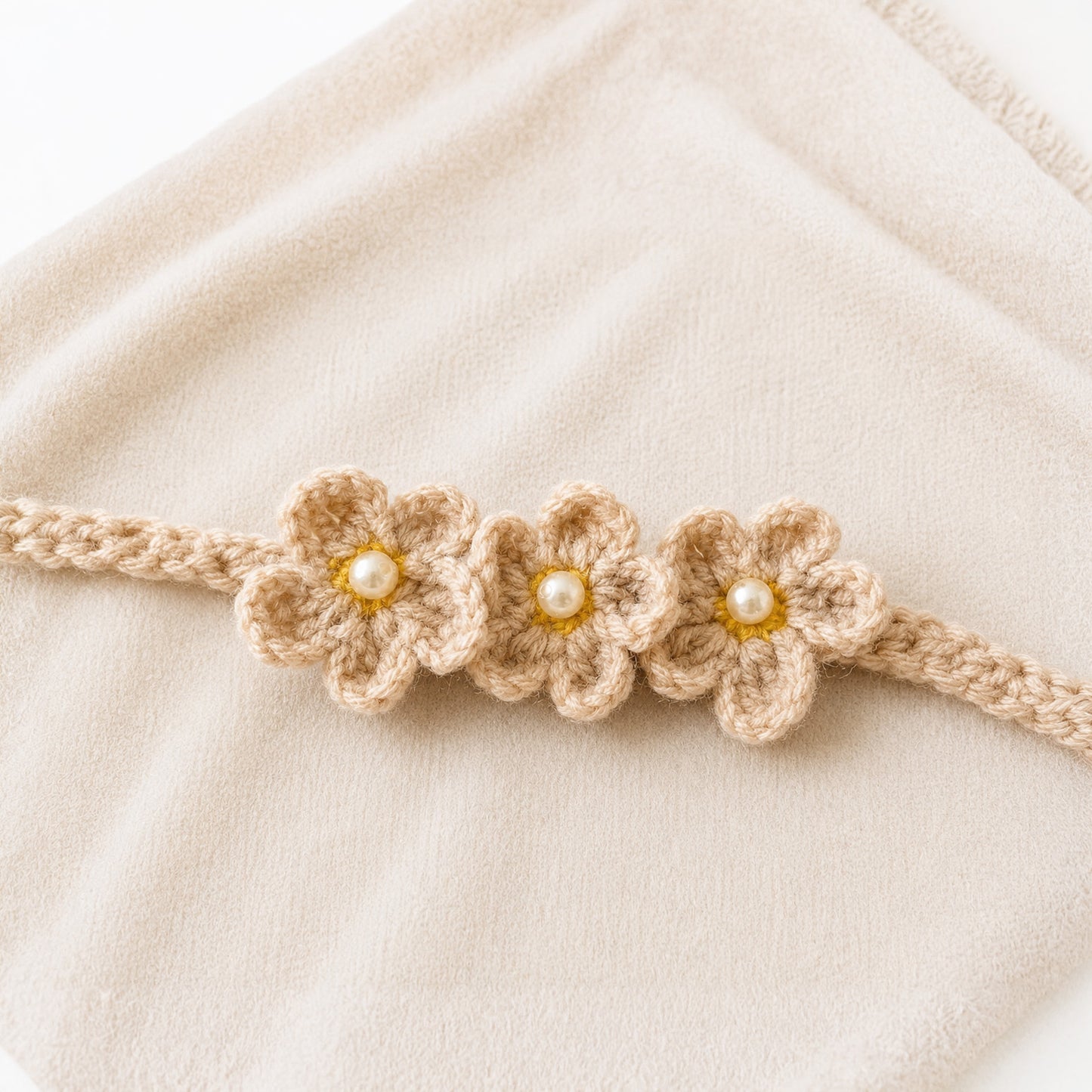 Handmade Crochet Daisy Flower Bracelet