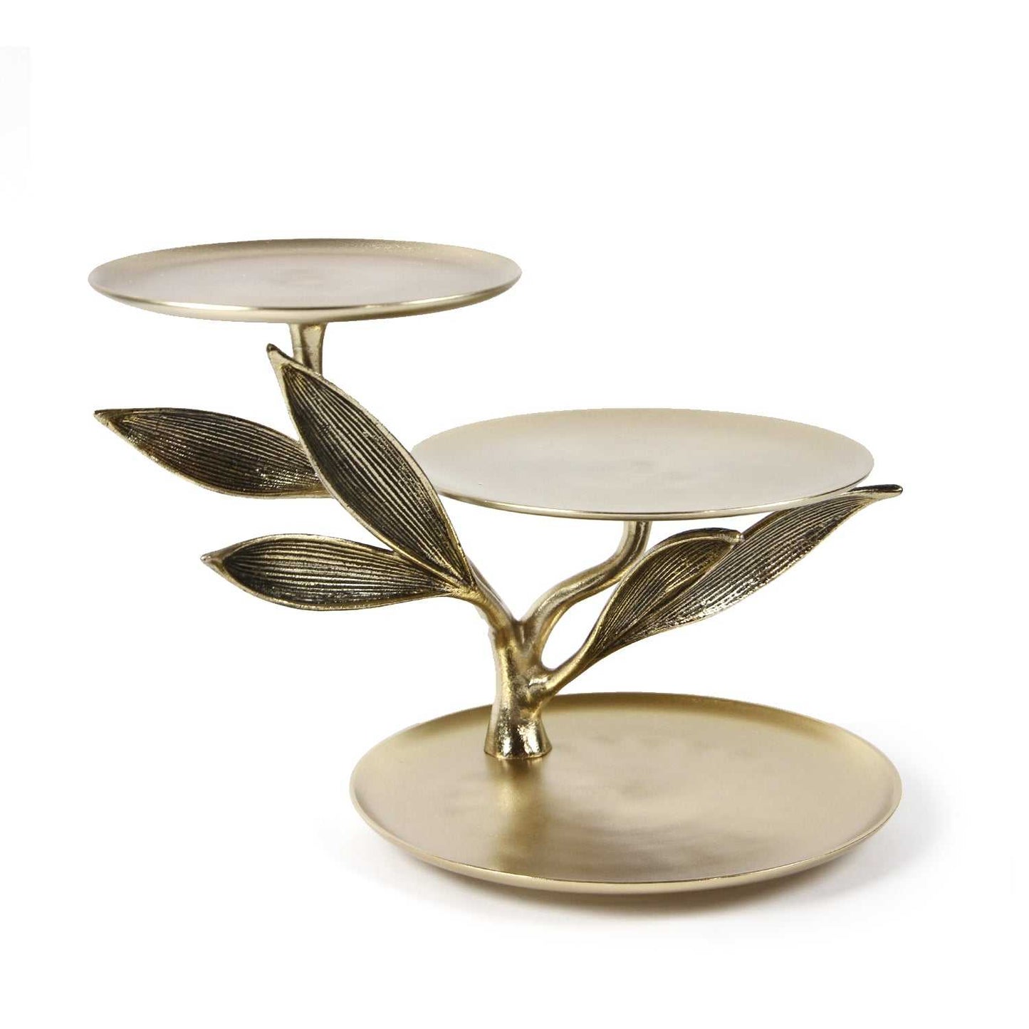Gold 3-Tier Leaf Design Stand