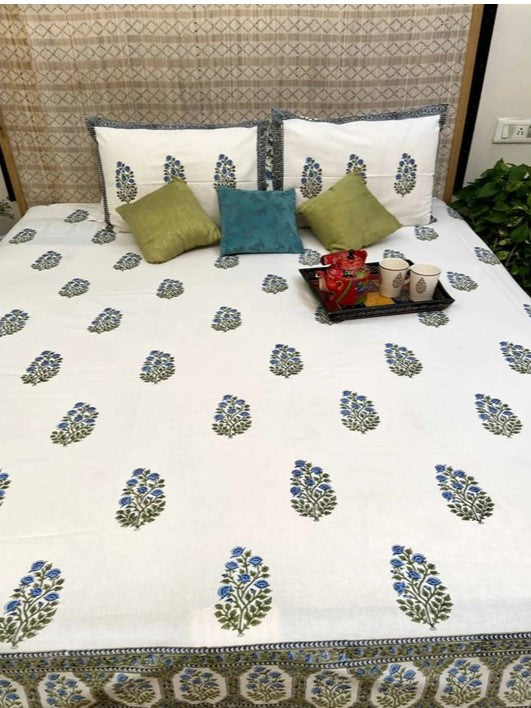 Jaipuri bedsheet King Size 100% Cotton with 2 Pillow Covers