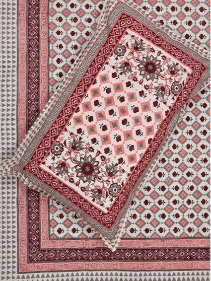 Jaipuri bedsheets King Size 100% Cotton bedsheet with 2 Pillow Covers