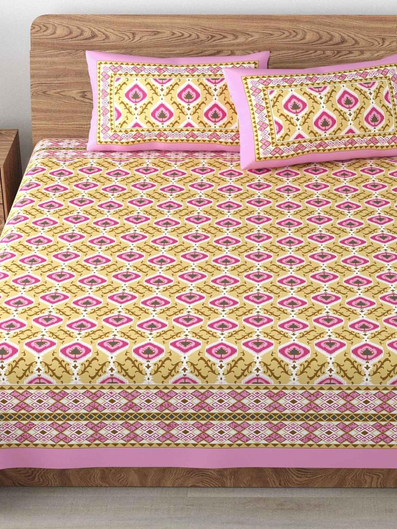 Jaipuri bedsheet King Size 100% Cotton with 2 Pillow Covers